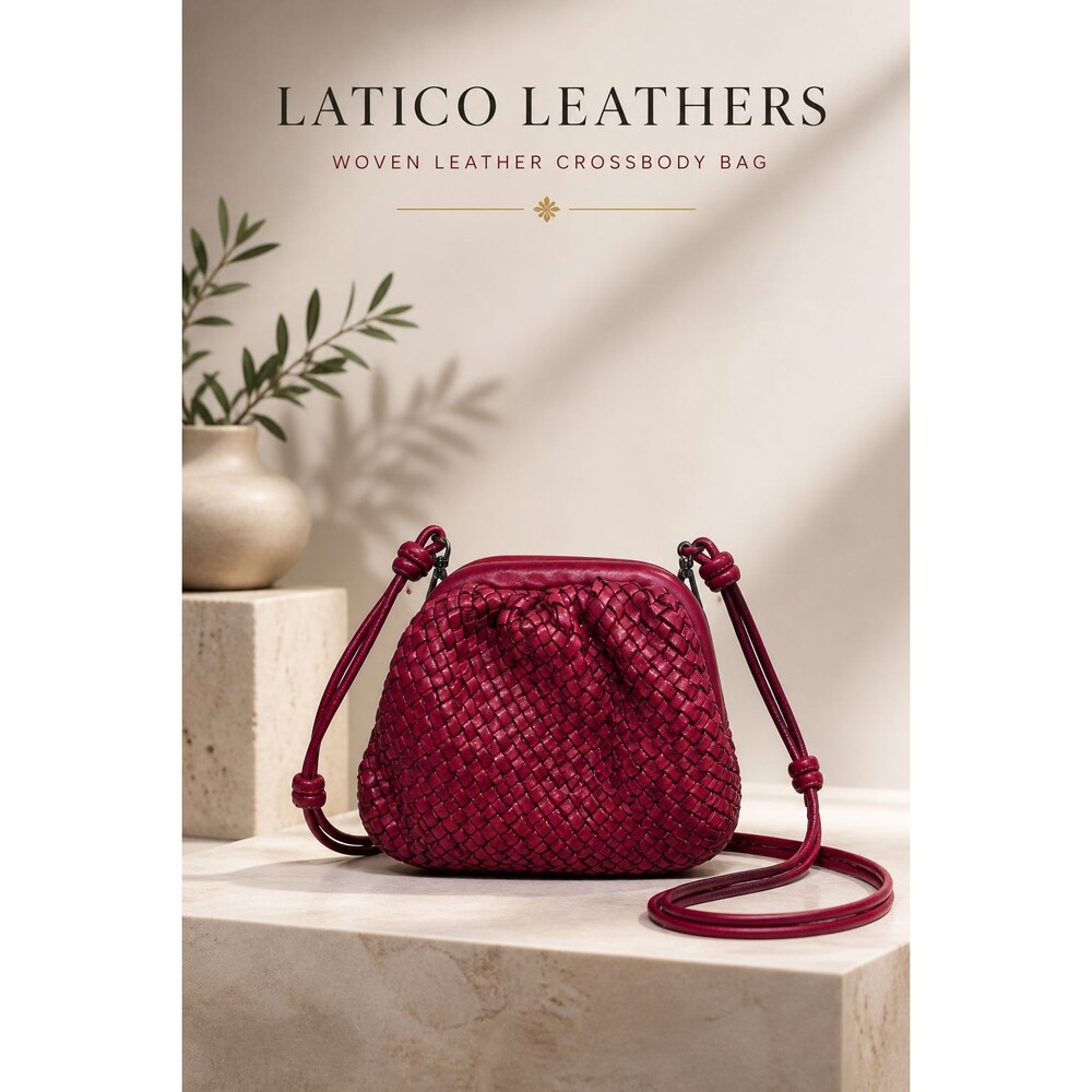Latico Woven Leather Crossbody Bag Red Slouchy Pouch Mini